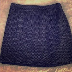 LOFT blue and grey pattern skirt w/ buttons - 0P